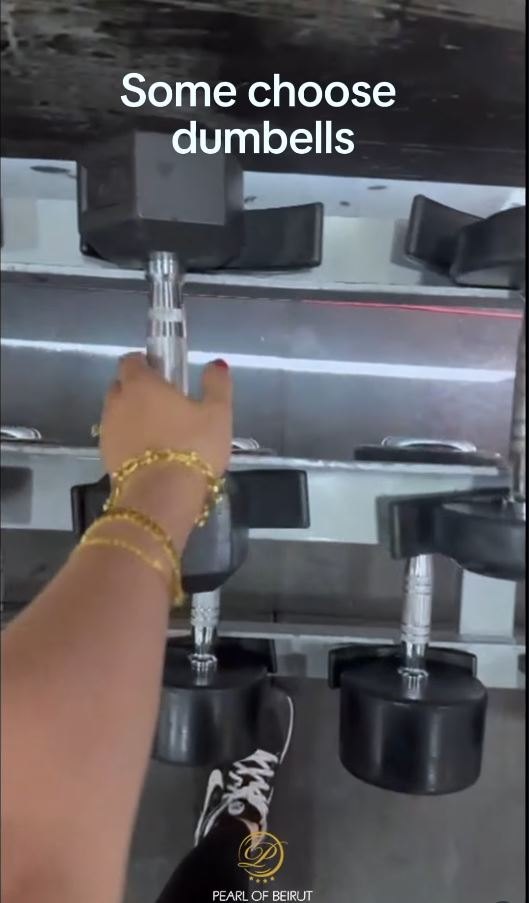 Dumbbell rack on the weights floor